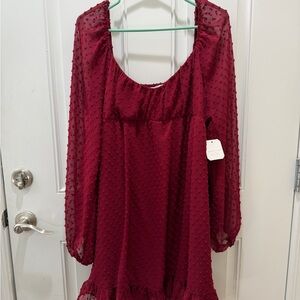 Altar'd State Deep Red Smocked Dress